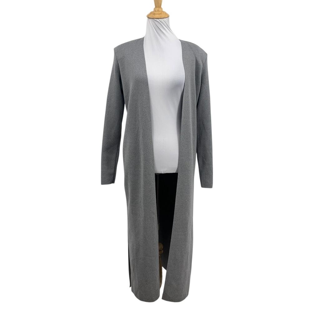 Express Cardigan Womens XS Extra Small Open Front Side Slit Shoulder Pads Long